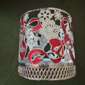New Bath and Body Works Red and Silver Decorative Candle Holder